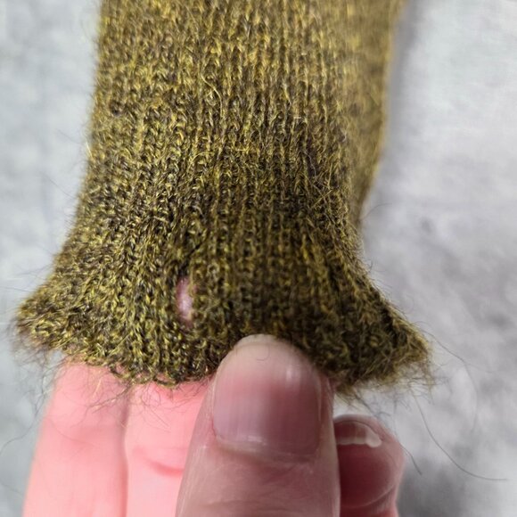 Vintage 60s 70s Mohair Cardigan Mens Medium Army Green Fuzzy Grunge Kurt Cobain - Picture 6 of 12